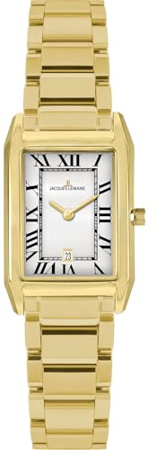 JACQUES LEMANS 1-2189.1O Damenuhr Torino 23 MM x 28 MM Datum Römische Zahlen Armbanduhr mit Edelstahlband
