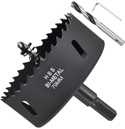 METALLIXITY Bi-Metall Lochsäge-Set 79mm (3-7/64) M42 Schnellarbeitsstahl-Lochfräser Mit Zentrierbohrer Sechskantschlüssel Und Feder - Für Metallblech Holz Schwarz