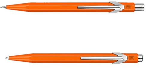 Caran d'Ache 849 Set: Kugelschreiber & Druckbleistift, Orange Fluo