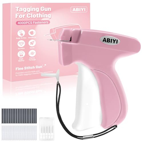ABIYI Quotation Stitchy Quick Clothing Fixer Gun, Pistola per etichettatura per Abbigliamento, Mini Pistola per Cucire Vestiti, Pistola per Cucire Vestiti (Rosa)