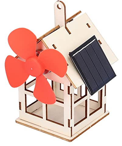 Ejoyous DIY Solar Power Experiment Toy Solar Powered Windmill Wooden House Science Educational Kit for Kids Age 7+ to Improve Learning Interest