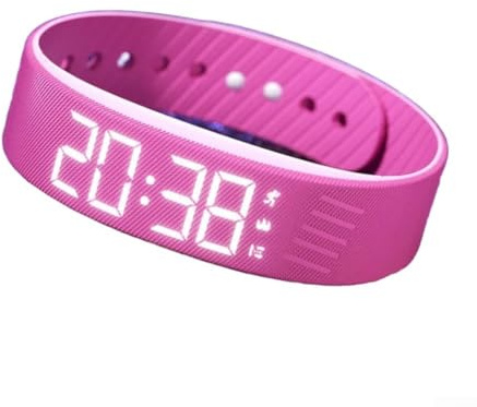 Smart-Sport-Armband, Silikon, geräuschlos, Vibrationsalarm, wasserdichte Uhr, multifunktional, Fitness-Track, Schlafüberwachung (Rosarot)