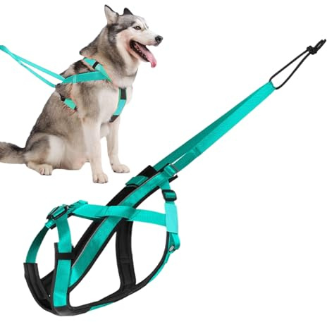 yakermur Hundegeschirr zum Ziehen, reflektierend, groß, bequemer, verstellbarer Gurt für Spaziergänge, Laufen, Sport, Training, Schlitten, Ziehen im Freien