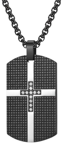 Karma NH10686335 Halskette mit Anhänger Schwarz Herren Edelstahl 60 cm Kette Herrenschmuck Männer Herrenhalskette modern Geschenk für Ihn wasserfest hypoallergen Edelstahlkette