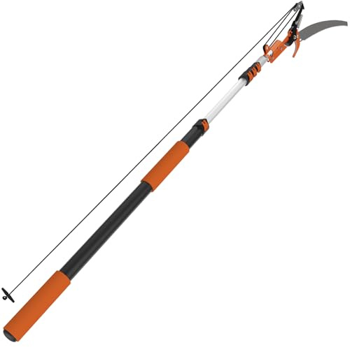 SISUPASSIE Scie à Perche Télescopique 6m avec Hampe Extensible de 1,5 à 6m, Ébrancheur Manuel pour Jardin, Cour et Terrasse