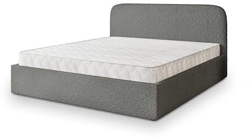 Masseno Polsterbett RENIVE Q 200x200 cm, Doppelbett, Bettkasten, Stauraum, Lattenrost Und Kopfteil - Grau, Quelle 92