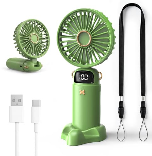 BAMCOO Mini Handventilator, Tragbarer Kleiner Ventilator mit USB‑Aufladung, Portable Small Fan, Handventilator für Büro, Reisen, Outdoor‑Aktivitäten (Grün)
