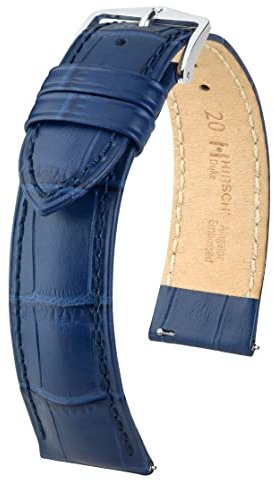 HIRSCH Unisex Uhrenarmband Alligator Style Modell Duke 22 mm Blau