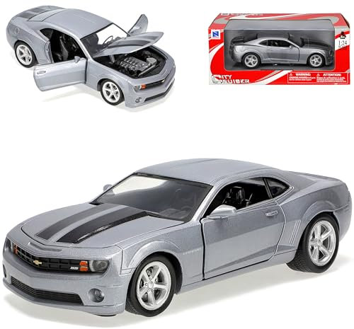 NewRay Chevrolet Chevy Camaro 2010 Ss Coupe Grau Schwarz Streifen 1/24 Modellauto Modell Auto