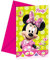 Unique Minnie Mouse Einladungskarten - 6 Stück, Rosa, Minnie Mouse Muster, Kindlich-Femininer Partystil, Geburtstag