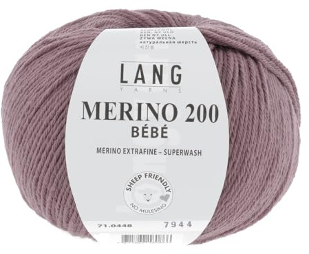 Lang Yarns Merino 200 Bébé - Gomitolo di lana, 50 g, circa 203 m, colore: Rosa antico