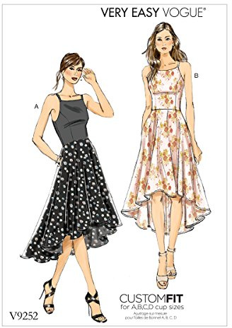 Vogue Patterns Misses Close-Fitting Dress with Front and Back Princess Seam, Multi-Colour, Sizes 14-22