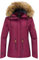 Wantdo Damen Wasserdicht Skijacke Winddichter Outdoor Sport Mäntel Berg Snowboardjacken Gefüttert Jacke mit Kunstpelzhaube Weißrot L