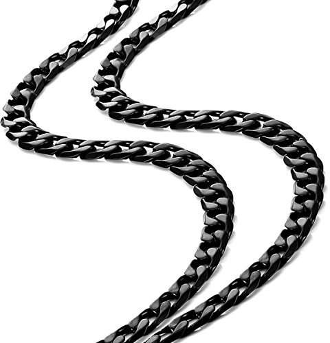 URBAN JEWELRY Powerful Mens Necklace Black 316L Stainless Steel Chain 46, 54, 59, 66-cm, (6mm)