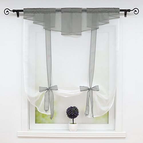 Joyswahl Neu Raffrollo Voile Raffgardinen mit Stangendurchzug und mit Kräuselband BxH 140x155cm Silbergrau 1er Pack