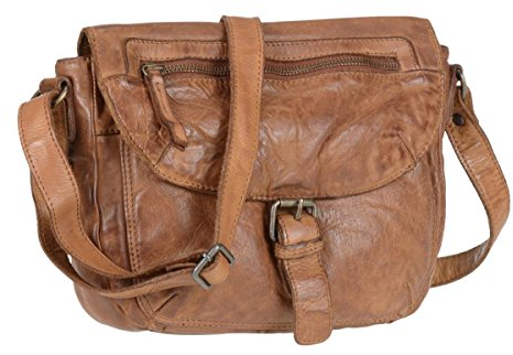 Bear Design Handtasche Damen Tasche Leder Schultertasche Cow Lavato Cognac
