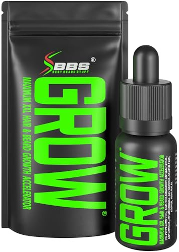 GROW Maximum XXL Beard Growth & Mustache Accelerator Serum - Beard Growth Oil for Men to Fix Patchy Beards and Fill Patches GUARANTEED - Facial Hair Thickening Conditioner & Enhancer - Made in the USA