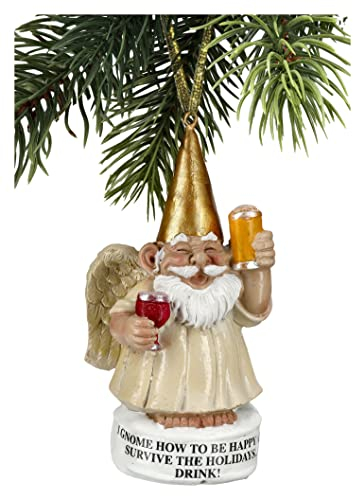 Gartenzwerg Engel mit Bier zum Hängen | Christbaumschmuck Deko Figur