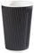We Can Source It Ltd - 500 x 16oz Black Triple Ripple Paper Wall Disposable Tea Coffee Cappuccino Hot Drinks Cups - can be Recycled in UK Recycling centres!