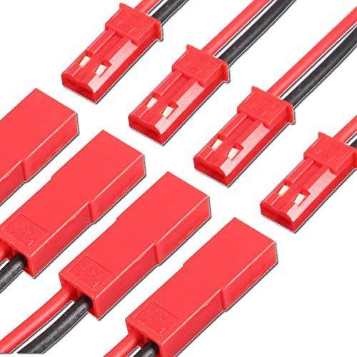 VUNIVERSUM 5X Paar Premium JST BEC LED 2Pin Adapterkabel Stecker Buchse Male und Female inkl. 30cm Hochstrom 22AWG Kabel Enden verzinnt RC Lipo Akku Modellbau