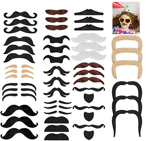 nuluxi Auto-adhésives Faux Moustache Set Fausses Moustaches Set Nouveauté Fausses Moustaches Convient pour Soirées Costumées Fête de Noël Halloween et Anniversaires Parties(16 Styles Différents)