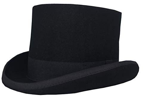 Brcus Herren Theater Top Hut 100% Wolle Magic Topper Hüte Partykleid Kostüme - Schwarz - (58 cm/ 60 cm) L