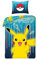 Halantex - Set di biancheria da letto, grafica di colore giallo e blu con Picachu dei Pokémon, set da 2 pezzi, copripiumino 140 x 200 cm e 1 federa, 100% cotone Oeko-Tex