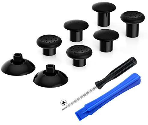 eXtremeRate ThumbsGear Joysticks Ajustable para ps4 5 Mando Joystick Ergonómico Intercambiable con Grip Convexo y Cóncavo de 3 Alturas Thumbsticks para ps4 Pro/Slim para ps5 Control-Negro