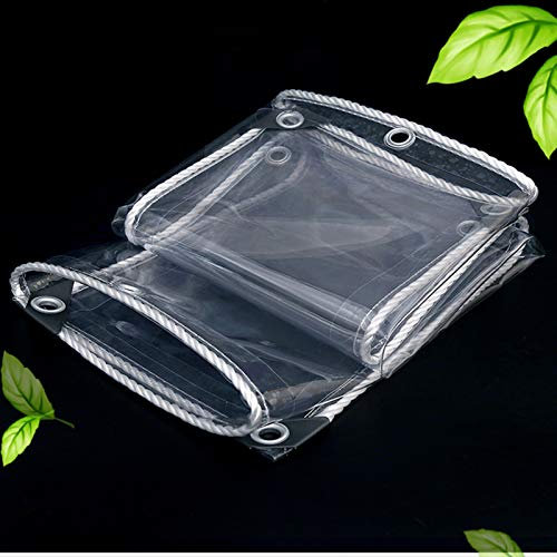 FENGSHOUU wasserdichte Transparente PVC Plane Ösen,Wetterfeste Gewebeplane,Faltbar Weiches Glas Vordächer,0,35mm Regenschutz,Abdeckplane für Gartenmöbel Pflanzen Gewächshaus Dach, Anpassen