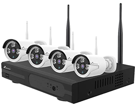 Nivian Kit de Cámaras de Vigilancia WiFi 2K con Grabador 4CH y 4 Cámaras Exterior Impermeables IP66,Visión Nocturna, Detección de Movimiento, Fácil Instalación Sin Cables, Notificaciones en App