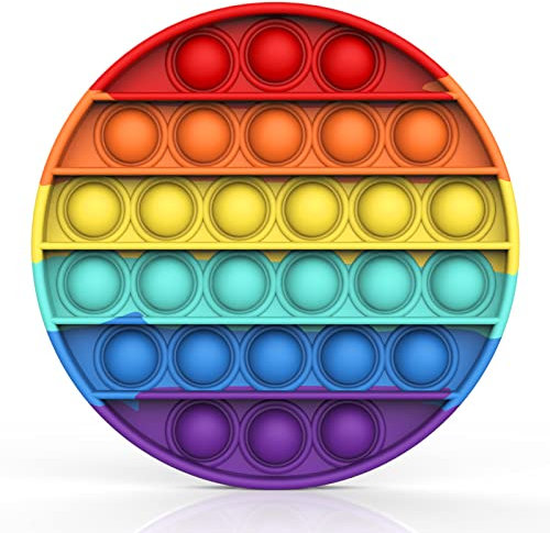 Bdwing Silikon Push and Pop Bubble Sensorisches Spielzeug, Pop Fidget It,Angst Relief Finger Autismus Besondere Bedürfnisse Entpacken Stressabbau Reliever für Kinder und Erwachsene(Color-Round)