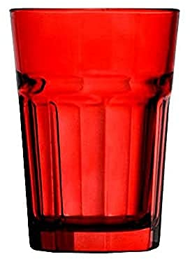 Topkapi 251.019 Longdrink Glas Rot – 6 Stück Miami Red Glas-Set XL-Gläser (36 cl) in Feuer Rot für Cocktail, Longdrink, Mojito, Saft, Wasser, Höhe ~12 cm
