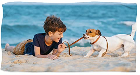 Herz & Heim® Strand-Handtuch mit eigenen Foto gestalten/großes Badetuch 100 x 180 cm (B/H) Foto Quer