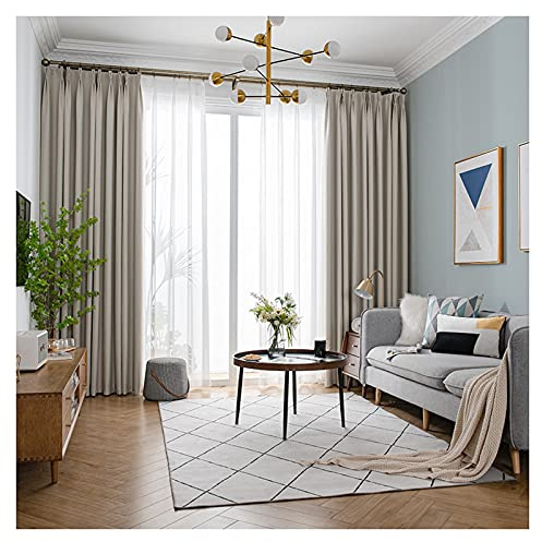 Siunwdiy 2er Set gardinen Verdunkelungsvorhan Wohnzimmer Modern - Thermo Vorhang Blickdicht mit kräuselband Verdunkelungsvorhang für Kinderzimmer Bedroom,Beige,300X270cm