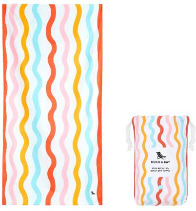 Dock & Bay Strandhandtuch - Schnell trocknende Mikrofaser, ohne Sand - Kompakt, Leicht - 100% recycelt - Inklusive Beutel - Kids - Squiggle Face, Large (160x90cm, 63x35)