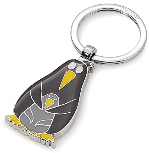 Troika Pinguin und Pingu Schlüsselanhänger aus Emaille/Metall in der Farbe Silber-Schwarz-Gelb, Maße: 8,2cm x 3,5cm x 0,5cm, KR21-07/CH, handlich