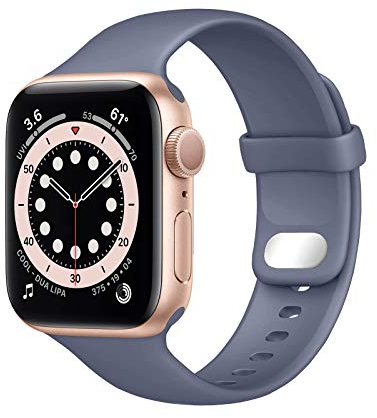 Lobnhot Kompatibel für Apple Watch Armband 41mm 38mm 40mm,Weiches Sport Silikon Ersatzarmband Kompatibel mit iWatch Series 10 9 8 7 6 5 4 3 2 1 SE für Damen Herren, Lavendel-grau
