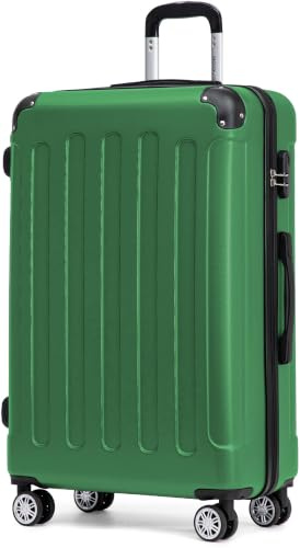 BEIBYE Hartschalenkoffer XL 76 cm – großer Reisekoffer für Familienreisen, leicht, robust, ABS, 360° Doppelrollen, Zahlenschloss, Olive
