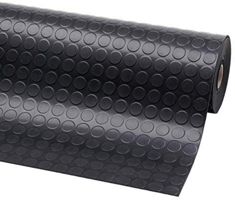 MYOYAY Münzgummimatte – 5 x 1 m Rolle, Garagenbodenmatte, 3 mm dick, strapazierfähig, Riffelblech, Isoliermatte für Fitnessstudio, Schuppen, Van, Garage, Werkstatt