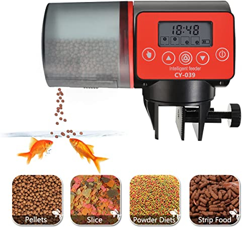 Fischfutterautomat Automatischer Aquarium, Automatisierte Futterspender,Automatic Fish Feeder 200 ml Kapazität Automatisierte Fischfutterspender für Aquarium