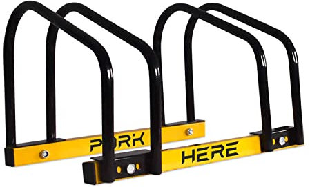 BOUDECH Rastrelliera Cavalletto Fermabici Modulare 2 in 1 in Acciaio Antiruggine con meccanismo di fissaggio al suolo ideale per parcheggiare fino a 2 biciclette in parco, strade private o garage.