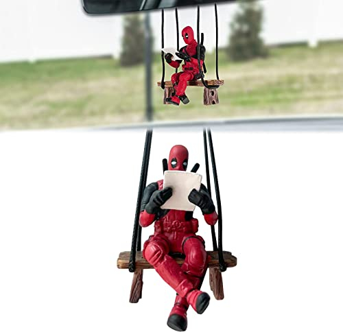 FAINCA Accessoire Voiture Interieur Decoration, Rétroviseur Voiture Suspendu Ornement, Mignon Deadpool Pendentif de Voiture Rétroviseur Ornement, Convient à Tous Les Modèle