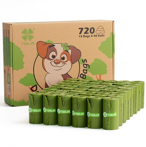 YORJA Sac a Crottes Chien, 720 Sacs à Déjections Canines - 100% Étanches, Extra Épais, Grands, Biodégradables (Vert)