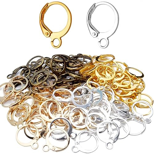 Hypoallergene Creolen Edelstahl Ohrringe,40 Pcs in 2 Farben Brisuren Ohrringe,Creolen Weinglas Charms, Mit Schleifen Edelstahl Ohrringe,DIY Zubehör Brisuren Ohrhaken Creolen Basteln von Ohrhängern