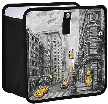 Quteprint Poubelle de voiture à suspendre, peinture de rue de New York, sac poubelle pliable pour voiture, SUV, véhicule, poubelle de voiture étanche, accessoires de voiture, organisateur alimentaire,