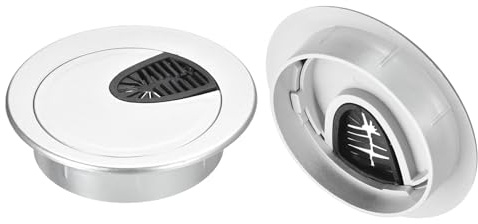 QUARKZMAN 2 Stück Kabellochabdeckung, 2-9/16 Zoll (65 mm) ABS-Schreibtisch-Kabel-Draht-Schnur-Loch-Abdeckung für Büro-Computer-Schreibtisch-Draht-Organizer, Silber