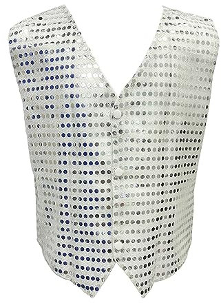 ZUYPSK Jungen Pailletten Weste Glitzer Anzug Kinder Unisex Kurz Jacke Jazz Tanz Festlich Hip Hop Party Hochzeit Anzugsweste Performance (DE/NL/SE/PL, Numerisch, 110, Regular, Silber)