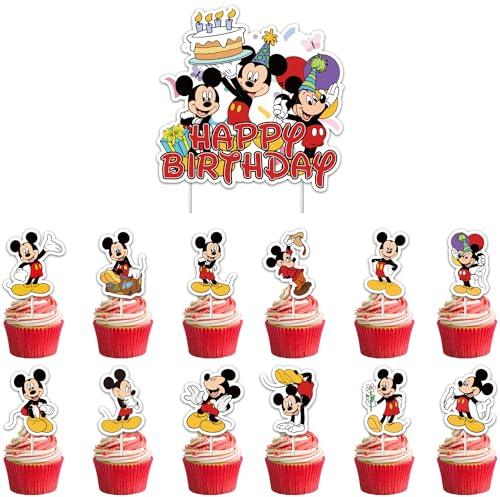 Maus Tortendeko 49 Stück Cartoon Maus Cake Topper Mouse Torten Deko Cupcake Topper Mini Mouse Kuchen Deko für Jungen, Mädchen und Kinder