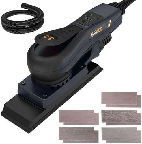 MAXXT Brushless Sheet Orbital Sander 3 mm with EC Motor, 350W Multi-Function 4000-10000RPM for Wood Finishing Hand Sander, with 10 Sanding Papers