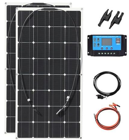 HENGJINGTR 500W Panneau Solaire Kit, 12V Polycristallin USB Puissance Portable Extérieur Rechargeable Solaire Cellule Solaire Générateur pour la Maison
